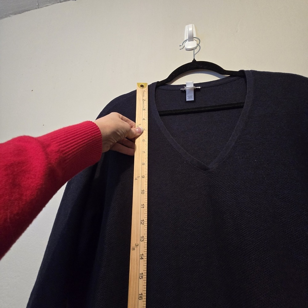 J Jill V-neck Sweater Tunic Womens Plus 2X Navy Long Wool Silk Cotton Lagenlook - Picture 9 of 14